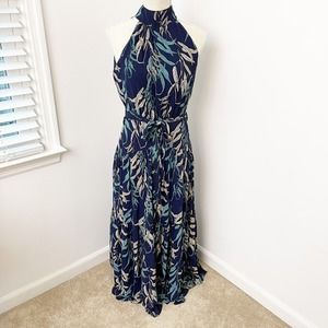 BigHit Fashion High Neck Tropical Leaf Print Maxi Dress - Womens NEW - Small